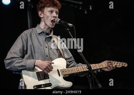 King Krule (real name Archy Marshall) performing live on stage at the Field Day festival in Victoria Park in London Stock Photo