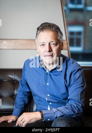 Portraits of Mark Goodier, founder and boss at Wise Buddah production company, and formerly a DJ with BBC Radio 1 (Images taken in the studios of Wise Buddah production company). Stock Photo