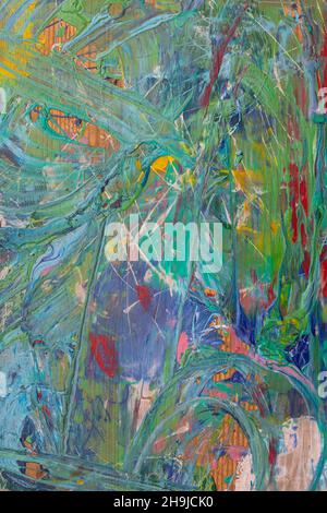 Wooden surface with abstract blot of paint green blue, abstract background texture for design Stock Photo