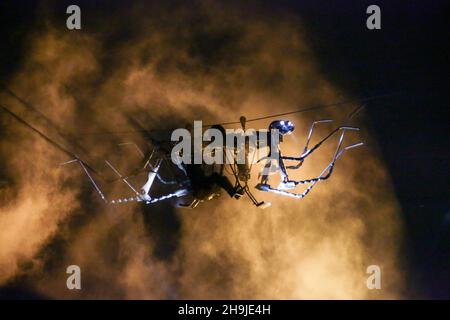 A mini spider in Arcadia's Metamorphosis show at the 2016 Glastonbury festival. From a series of photos taken on the day (Wednesday) Glastonbury 2016 opened to the public. Stock Photo