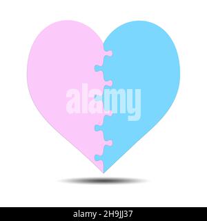 Heart shaped puzzle pieces isolated on white background. 3d ...