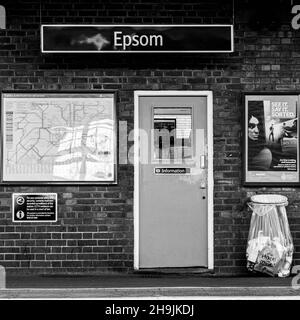 Epsom Surrey London UK, November 21 2021, Railway Platform Office At Epsom Station With No People Stock Photo
