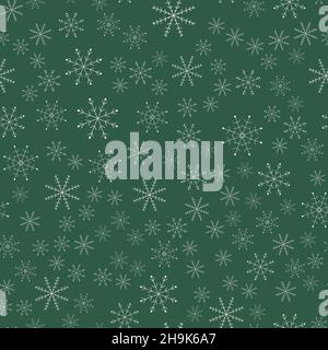 Christmas and Happy New Year seamless patterns with snowflakes. Vector design template. Stock Vector
