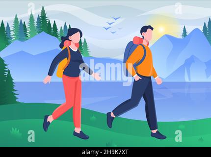 Active tourist concept Stock Vector
