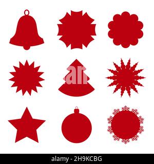 Set of christmas stickers with depicting star formation, snowflakes, sun rays. Vector illustration. Stock Vector