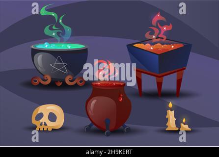 Set of witches boiler Stock Vector