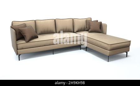 3d render of a sofa on an isolated white background.  Stock Photo