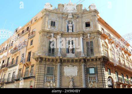 PALERMO, ITALY - JULY 05, 2020: Quattro Canti (four corners) in Palermo, Sicily, Italy Stock Photo