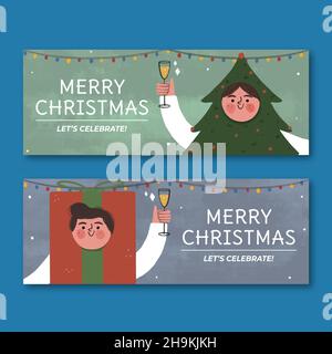 hand drawn christmas banners vector design illustration Stock Vector