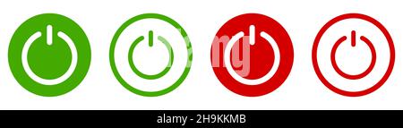 On-off icon. Set of power buttons. Red and green icons. Vector illustration isolated on white background Stock Vector
