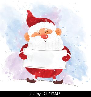 santa claus holding blank banner vector design illustration Stock Vector