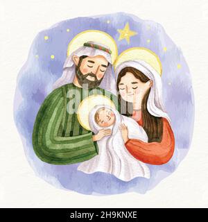 watercolor nativity scene vector design illustration Stock Vector