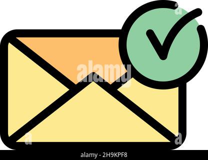 Approved envelope icon. Outline approved envelope vector icon color flat isolated Stock Vector
