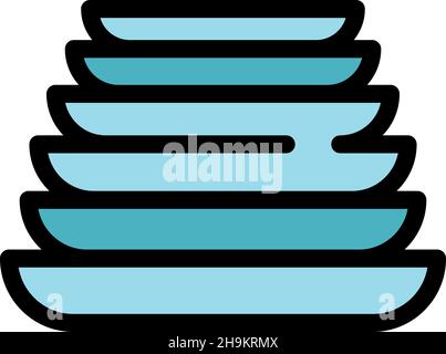 Clean stack plates icon. Outline clean stack plates vector icon color flat isolated Stock Vector