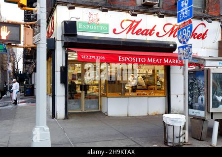 Esposito Meat Market, 500 9th Ave, New York, NYC storefront photo of a butcher shop in the Hells Kitchen/Garment District neighborhood of Manhattan Stock Photo