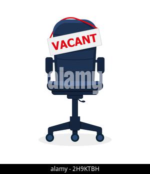 Office workplace with vacancy sign. Empty seat, chair in room for employee. Eps 10 Stock Vector