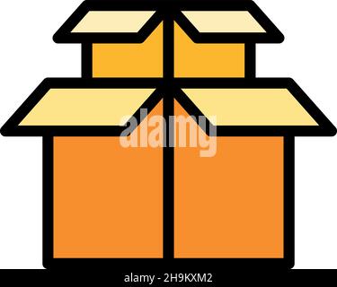 Cargo box icon. Outline cargo box vector icon color flat isolated Stock Vector