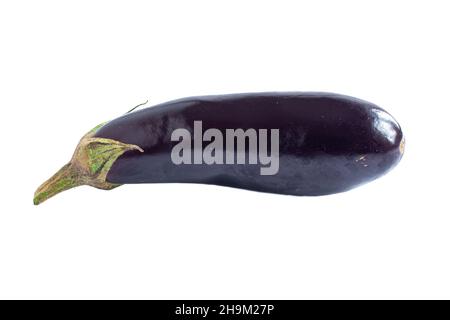 Eggplant isolated on white background. Closeup photo of fresh ripe eggplant. Stock Photo