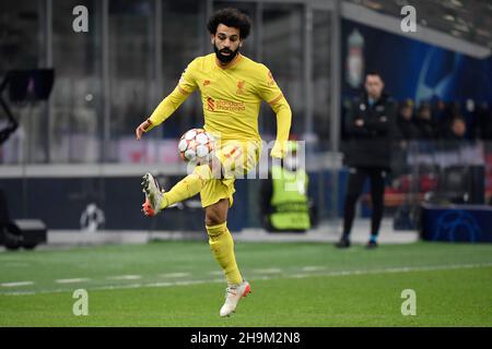 Milano, Italy. 07th Dec, 2021. Mohamed Salah of Liverpool during the Uefa Champions League group B football match between AC Milan and Liverpool at San Siro stadium in Milano (Italy), December 7th, 2021. Photo Andrea Staccioli/Insidefoto Credit: insidefoto srl/Alamy Live News