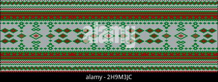 Ornament, mosaic, ethnic, folk pattern. It is made in bright, juicy, perfectly matching colors. New Year, Christmas, winter, festive pixel pattern. Stock Vector
