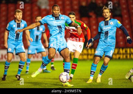 Ludwig Francillette (Crawley no. 15 ) clears the ball during the Sky Bet League 2 match between Walsall and Crawley Town at the Banks's Stadium, Walsall, England on 7 December 2021. Photo by Karl Newton/PRiME Media Images. Credit: PRiME Media Images/Alamy Live News Stock Photo