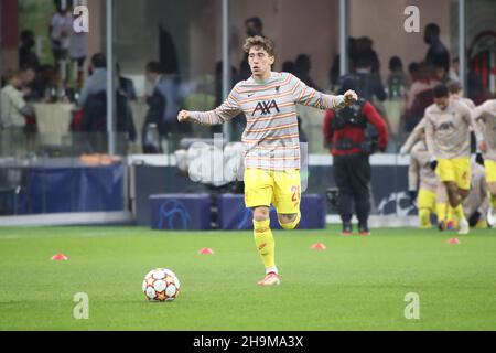 Milan, Italy. 07th Dec, 2021. Kostantinos Tsimikas during AC Milan vs Liverpool, UEFA Champions League football match in Milan, Italy, December 07 2021 Credit: Independent Photo Agency/Alamy Live News Stock Photo