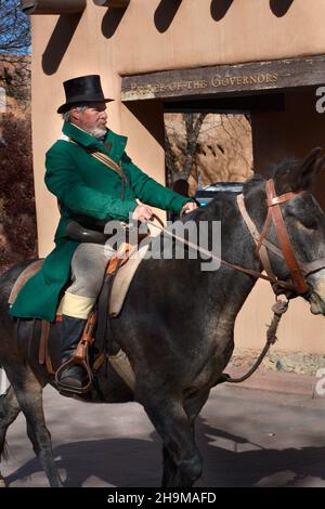 A reenactor portrays trailblazer William Becknell at a reenactment of the 1821 opening of the Santa Fe Trail in Santa Fe, New Mexico. Stock Photo