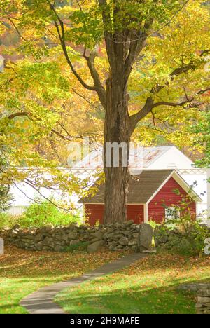 Village Scene in Fall, Grafton, Vermont, USA Stock Photo