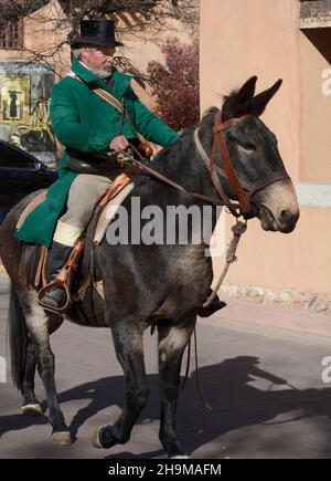 A reenactor portrays trailblazer William Becknell at a reenactment of the 1821 opening of the Santa Fe Trail in Santa Fe, New Mexico. Stock Photo