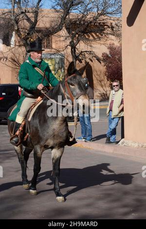 A reenactor portrays trailblazer William Becknell at a reenactment of the 1821 opening of the Santa Fe Trail in Santa Fe, New Mexico. Stock Photo