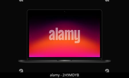 Red Screen, Realistic Laptop Mockup. Vector illustration Stock Vector