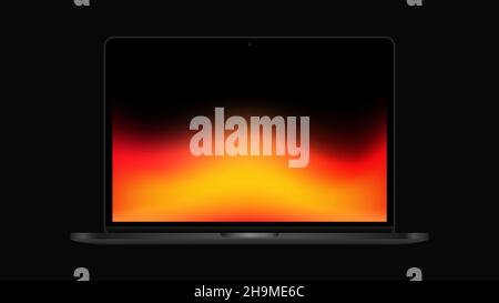 Isolated Air Laptop. Mockup with Red Gradient Screen. Vector illustration Stock Vector