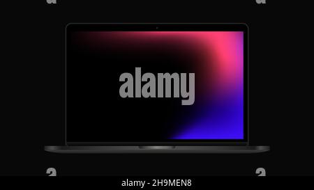 Realistic Laptop with Gradient Screen. Pro Notebook Mockup. Vector illustration Stock Vector