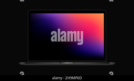 Black Notebook with Gradient Screen Mockup. Realistic Laptop Template. Vector illustration Stock Vector