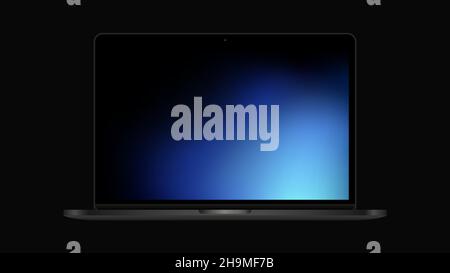 Air Laptop Mockup with Blue Gradient Screen. Vector illustration Stock Vector
