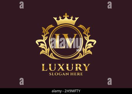 Initials Lv Logo Luxurious Golden Letters Stock Vector (Royalty