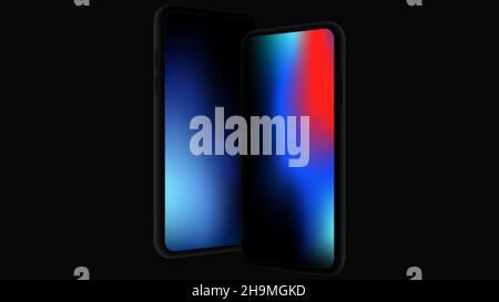 Isolated Smartphones Mockup with Gradient Screen. Vector illustration Stock Vector