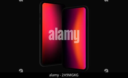 Red Mockup of Smartphones. New Model presentation. Vector illustration Stock Vector