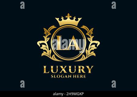 LA Letter Royal Luxury Logo template in vector art for luxurious branding projects and other vector illustration. Stock Vector