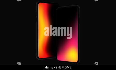 Isolated Smartphones. Portable Device Mockup with Gradient Screen. Vector illustration Stock Vector