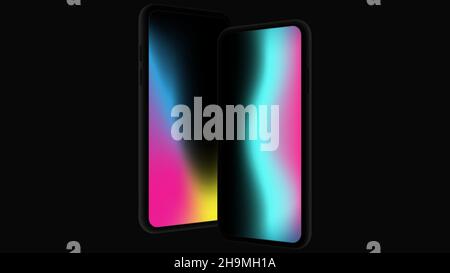 Smartphone New Model Mockup. Blank Models with Gradient Screen. Vector illustration Stock Vector