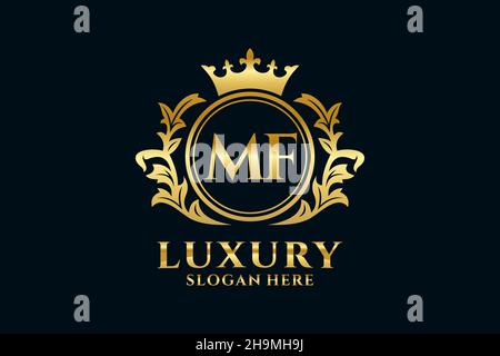 MF Letter Royal Luxury Logo template in vector art for luxurious branding projects and other vector illustration. Stock Vector