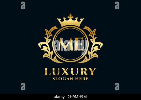 ME Letter Royal Luxury Logo template in vector art for luxurious branding projects and other vector illustration. Stock Vector