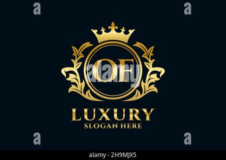 OF Letter Royal Luxury Logo template in vector art for luxurious branding projects and other vector illustration. Stock Vector