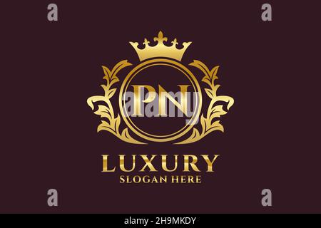 PM Letter Lion Royal Luxury Logo template in vector art for