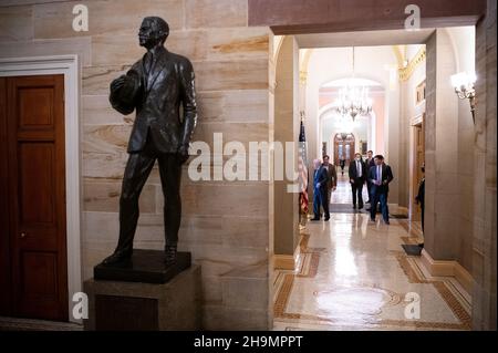 Washington, USA. 07th Dec, 2021. Senator Mitch McConnell (R-KY), the Senate Minority Leader, enters his office, at the U.S. Capitol, in Washington, DC, on Tuesday, December 7, 2021. During a hectic week of negotiations on Capitol Hill, President Biden today will speak with Russian President Vladimir Putin about Russian troop build up on the border with Ukraine and the conflict there. (Graeme Sloan/Sipa USA) Credit: Sipa USA/Alamy Live News Stock Photo