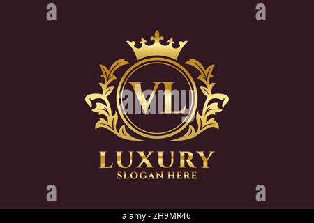 LV Letter Royal Luxury Logo template in vector art for luxurious