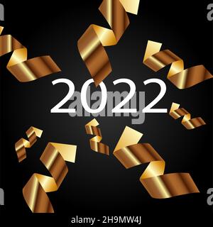 Happy new year 2022. White numbers  on dark  background. Holiday greeting card design. Stock Photo