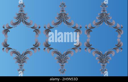 three grey artworks on abstract blue background Stock Vector