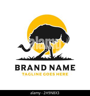 ostrich silhouette logo design template Stock Photo